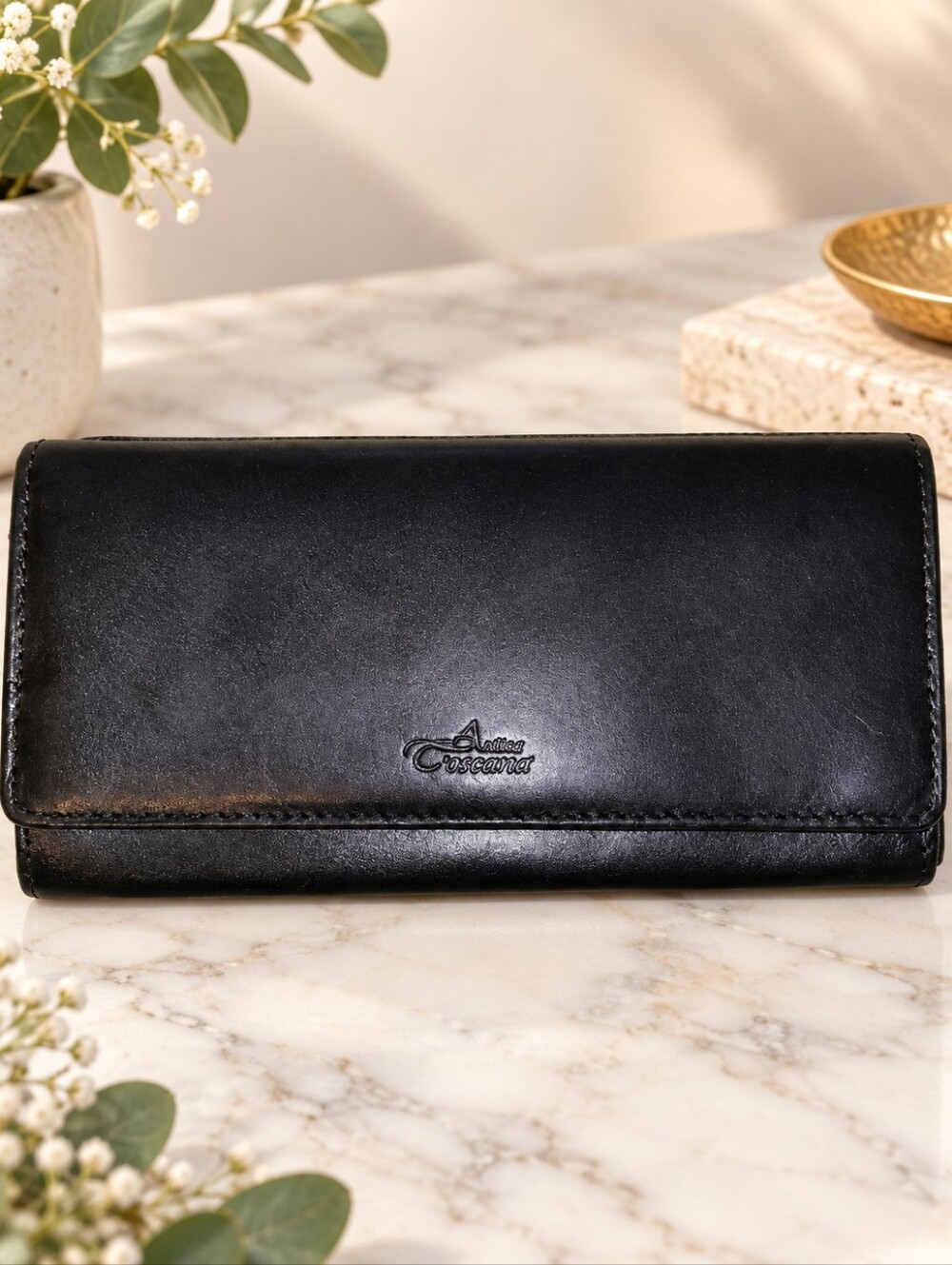 ANTICA TOSCANA | Genuine Italian Leather Black Continental Wallet